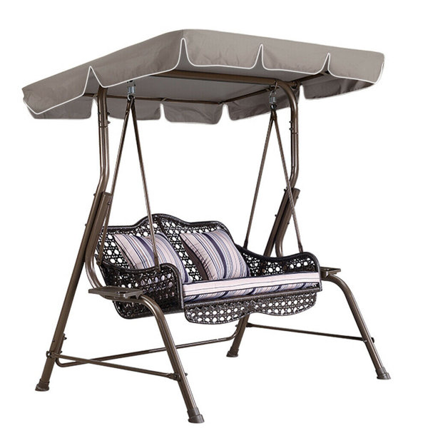 Courtyard creations 3 seater discount cushion swing with side table